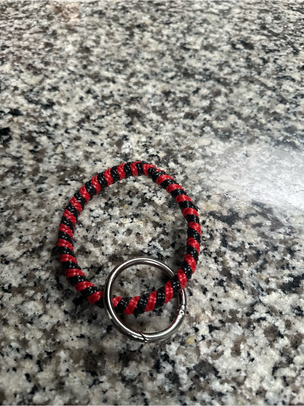 Artisan woven Red and Black Keyring Bracelet for Women